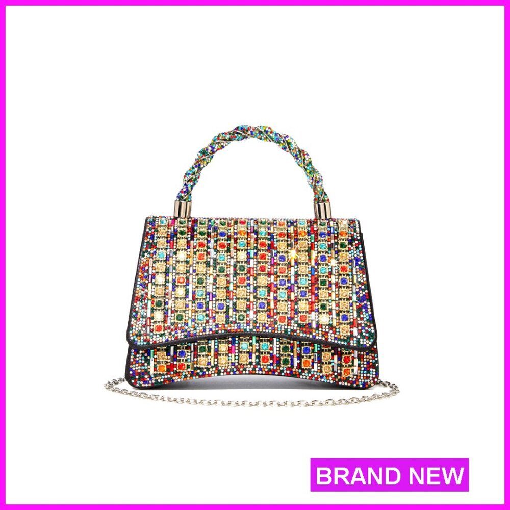 Rhinestone Evening Clutch Elegant Sparkly Crossbody Shoulder Bag for Wedding
